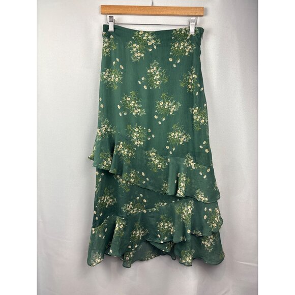 Women’s  Mi Ami Small Dark Green Maxi Skirt with Floral Design - Picture 1 of 7
